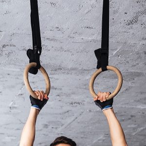 Alternative view of Wooden Gymnastic Rings Olympic Gym Strength Training